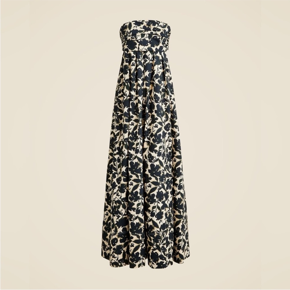 NWT J. Crew Strapless Black and Cream Floral Dress size 18 - Picture 6 of 7
